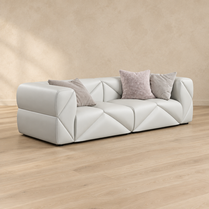Varen white leather two-seater sofa
