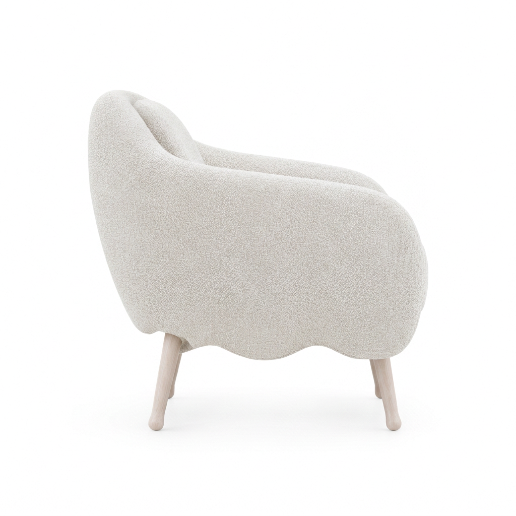 Evania white lounge armchair right side