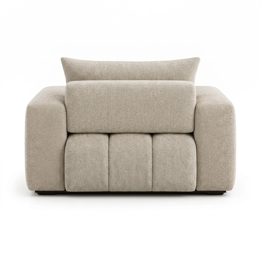 Calvero oat chenille armchair back view