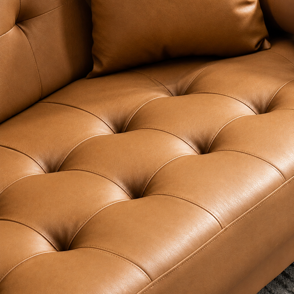 Corven brown leather and tufting detail
