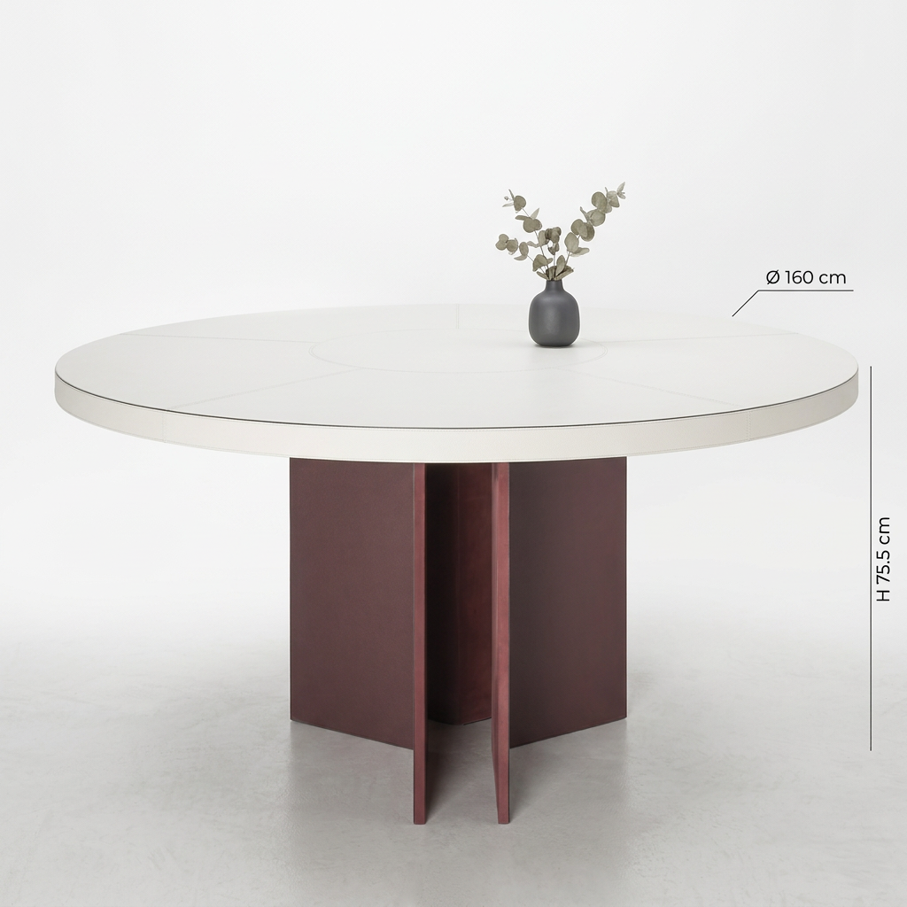 Tavelle round dining table, right angled view