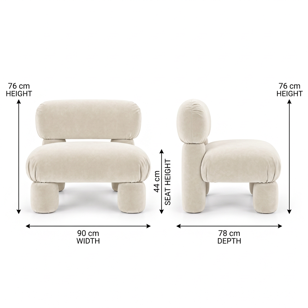 Tavio lounge chair dimensions 90 cm W 78 cm D 76 cm H seat height 44 cm