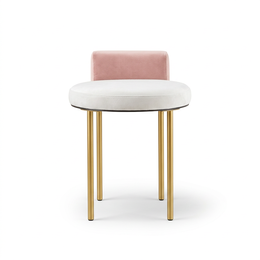 Liora pink and white round accent chair front view