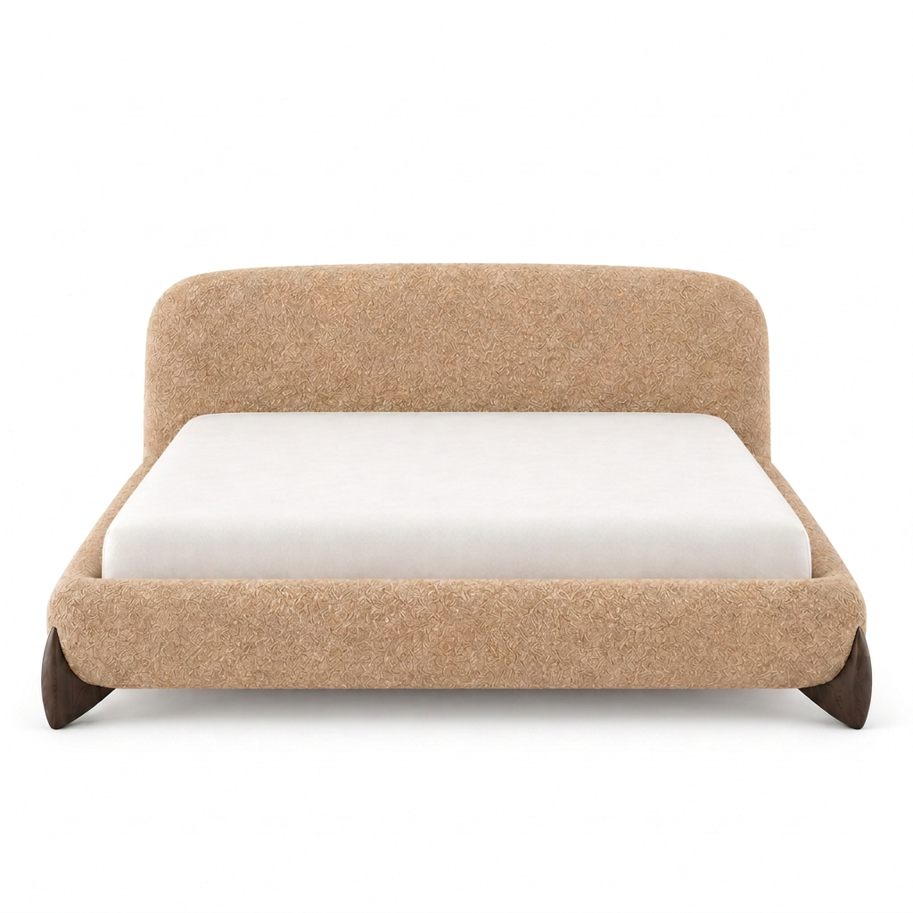 Avena caramel-oat boucle bed, matching front view