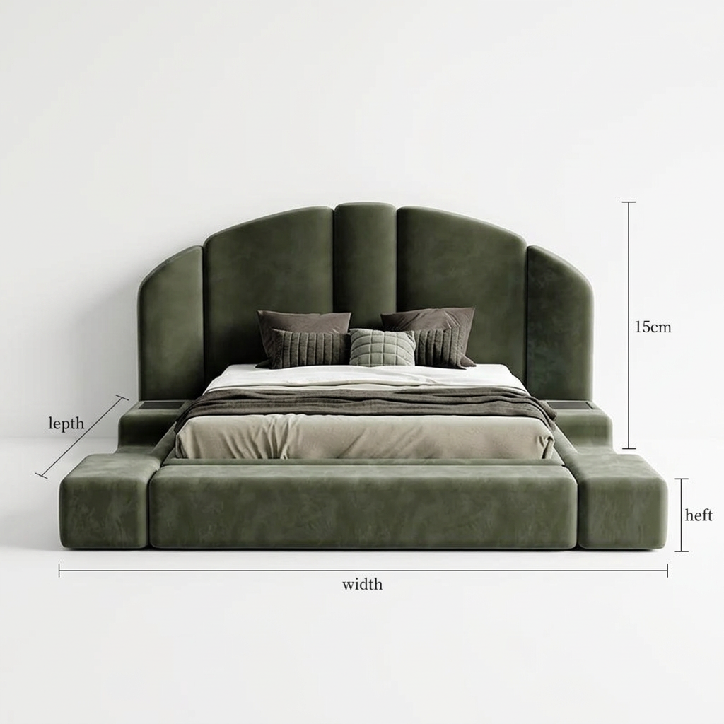 Vela bed front view on white background