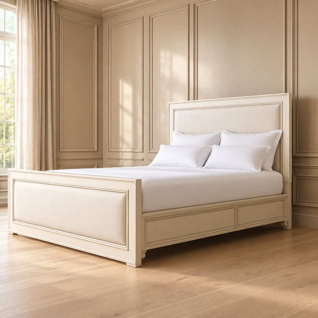 Evren cream framed upholstered bed