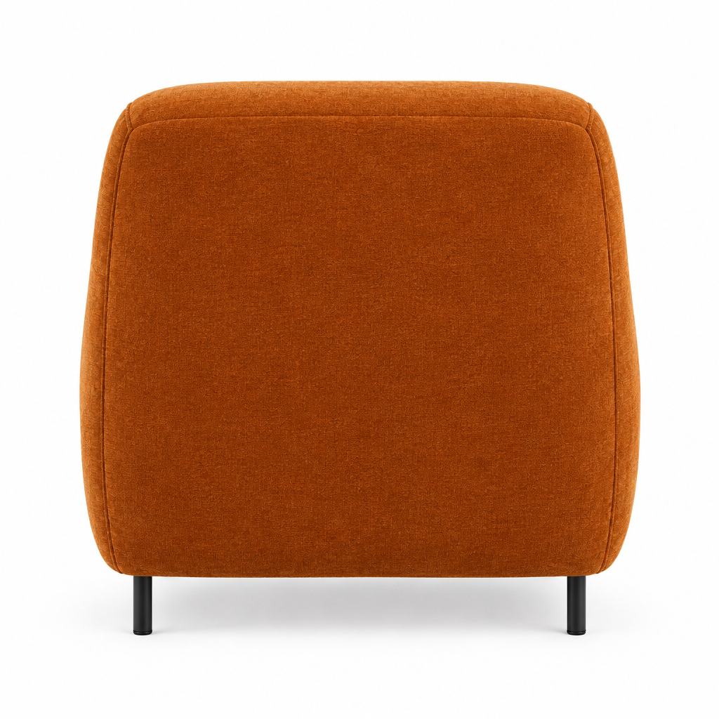 Ember Chenille Slipper Chair rear view in burnt orange on white