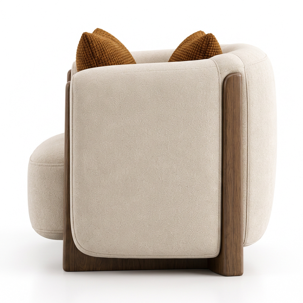 Orson warm ivory armchair right side view