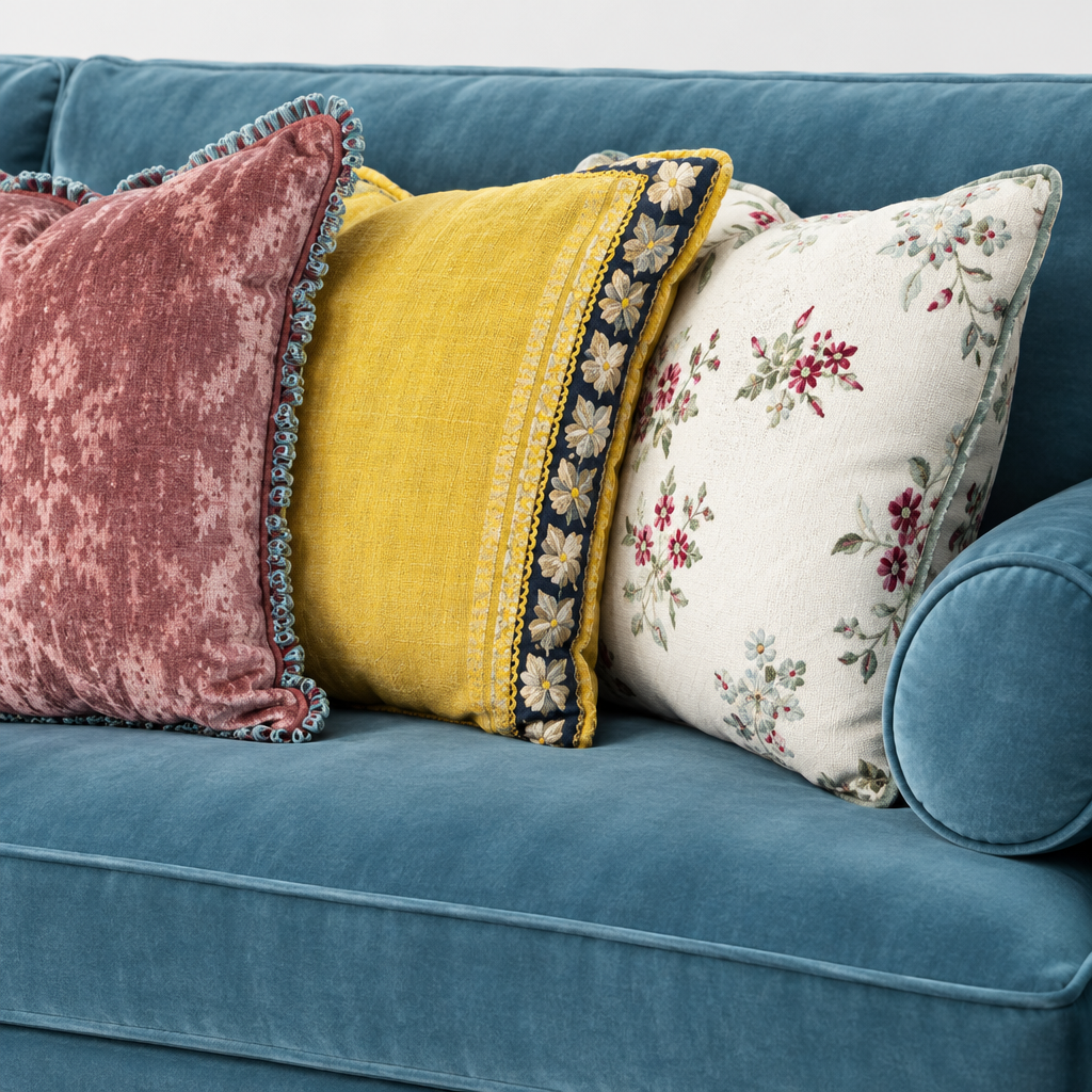 AI-created close-up illustration of Sultana decorative cushions