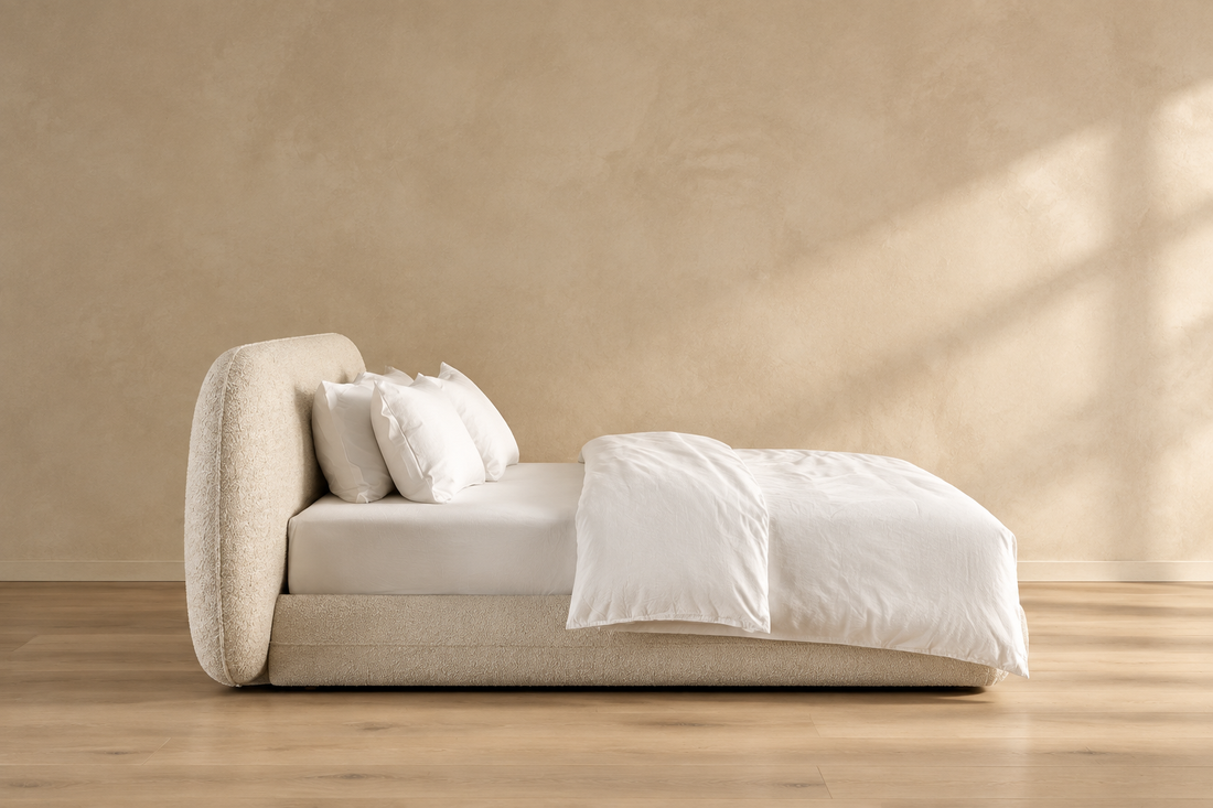 Elio upholstered bed side profile