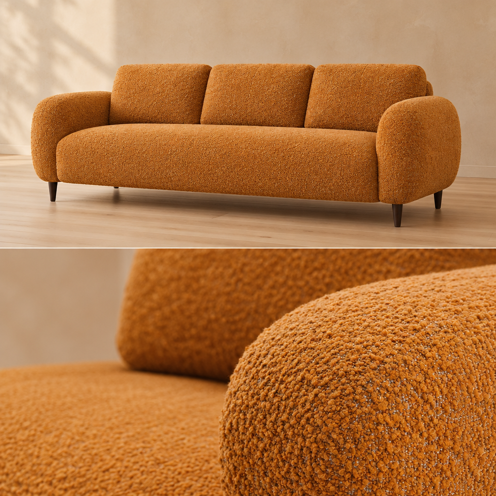 Elara orange fabric texture detail
