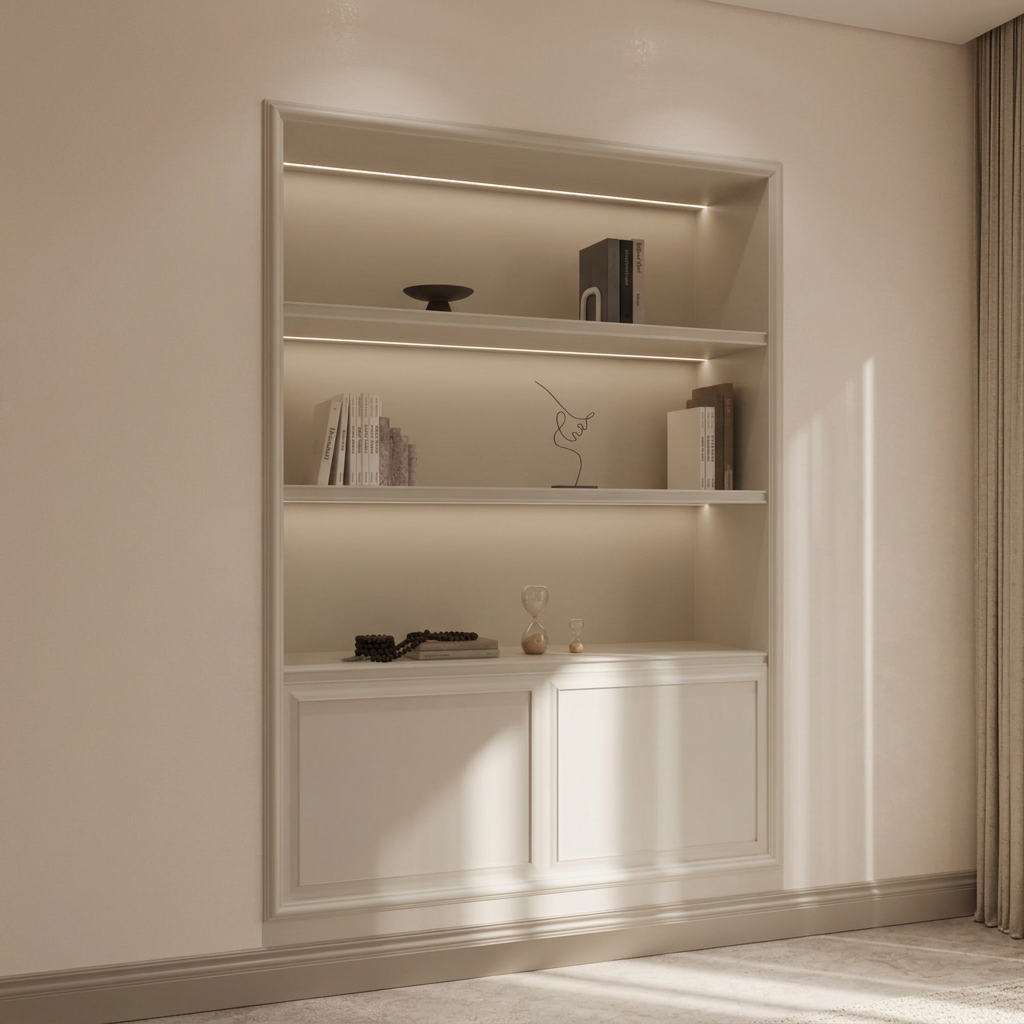 Camille Illuminated Display Cabinet angled view
