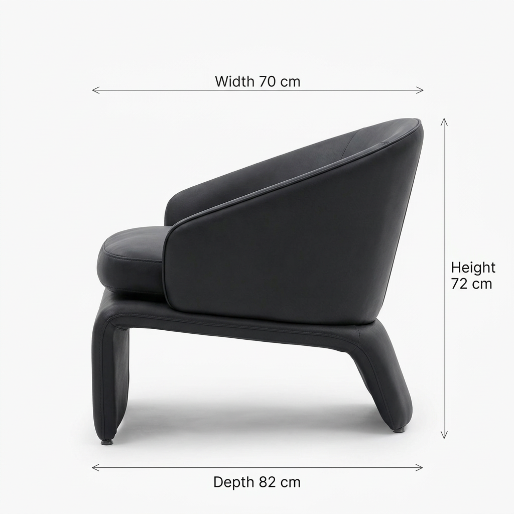 Darsen armchair dimensions: 70 cm wide, 82 cm deep and 72 cm high