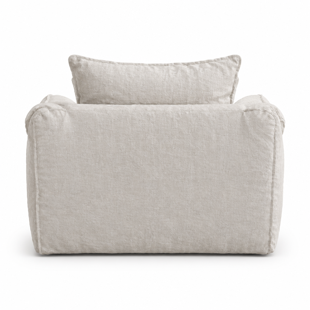 Sorrento Washed Linen Arm Chair back view on white background