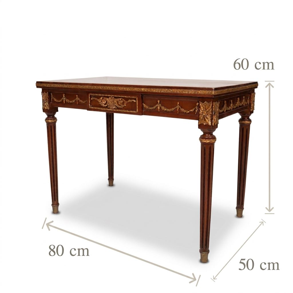 Valcour tea table dimensions: length 80 cm, depth 50 cm, height 60 cm