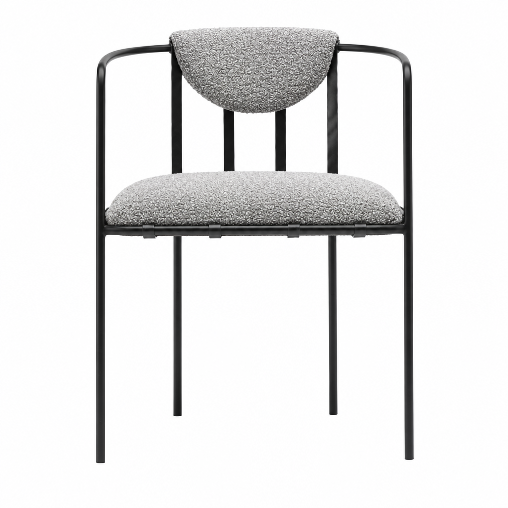 Orin armchair light gray bouclé illustrative upholstery concept