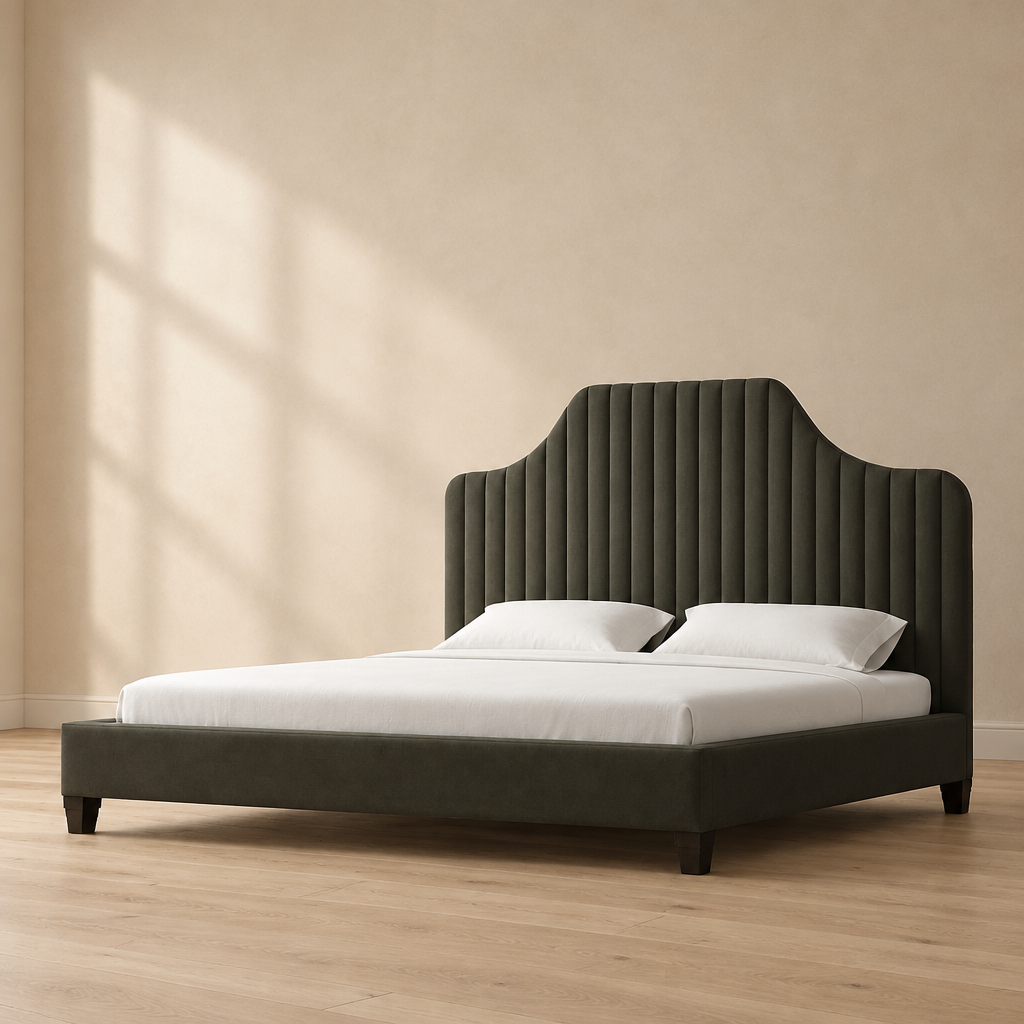 Seren black wave headboard bed