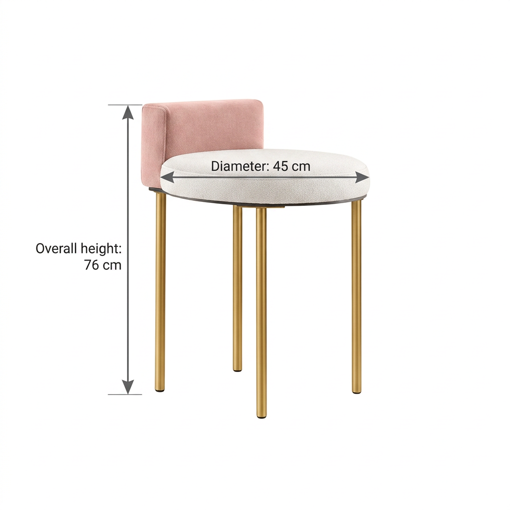 Liora round accent chair dimensions: overall height 76 cm and diameter 45 cm