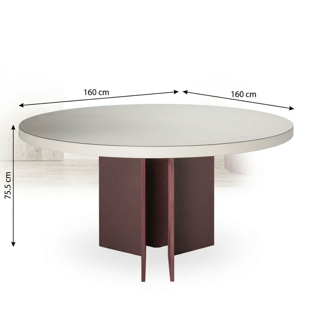 Tavelle dining table dimensions: 160 cm width, 160 cm depth, 75.5 cm height