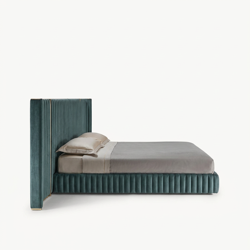 Neris bed side view on white background