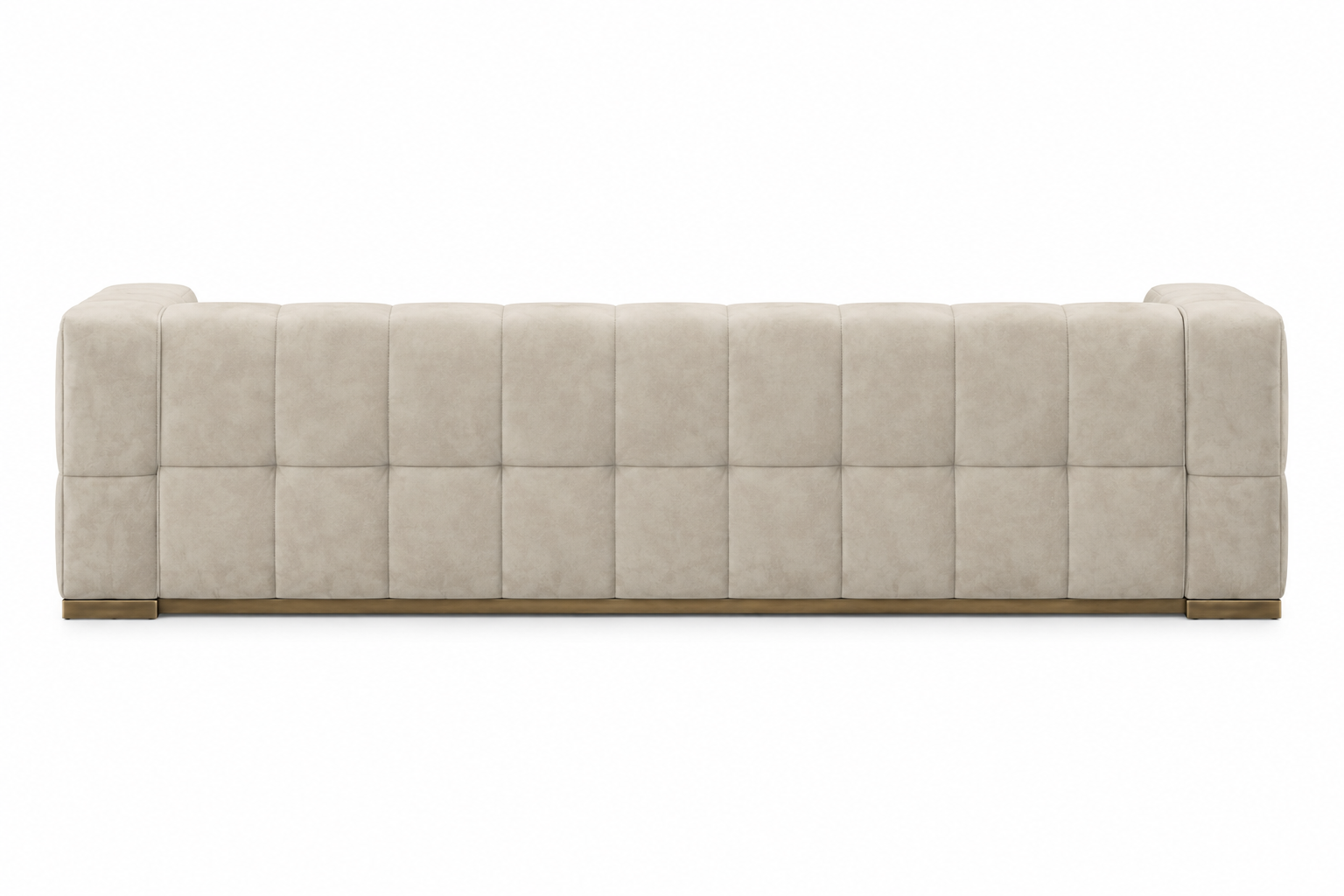 Elara suede sofa rear view on white background