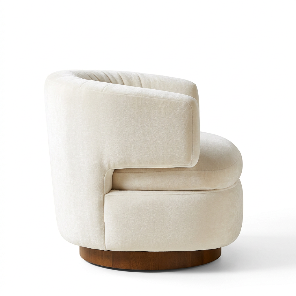 AI-reconstructed left-side view of Avielle ivory armchair
