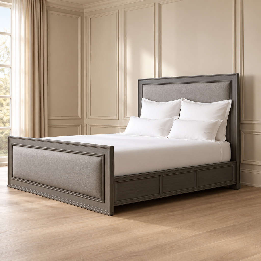 Evren dark grey framed upholstered bed