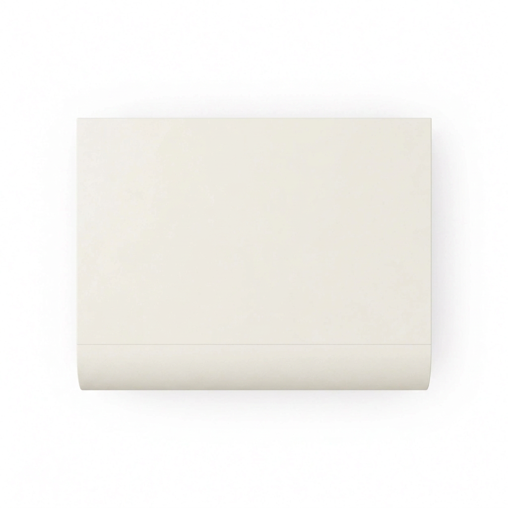 Sahra cream curved bedside table, top view on white background