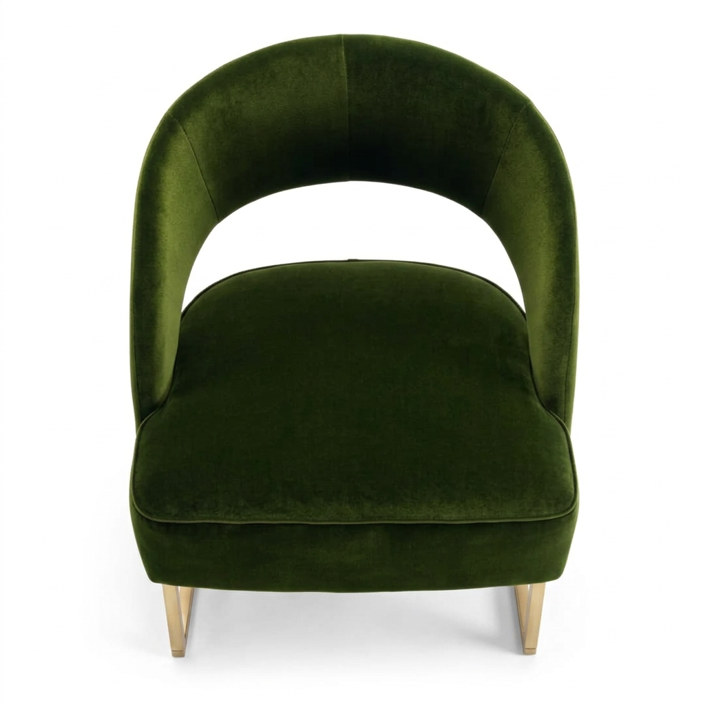 Virenne green upholstered and gold dining chair, overhead view