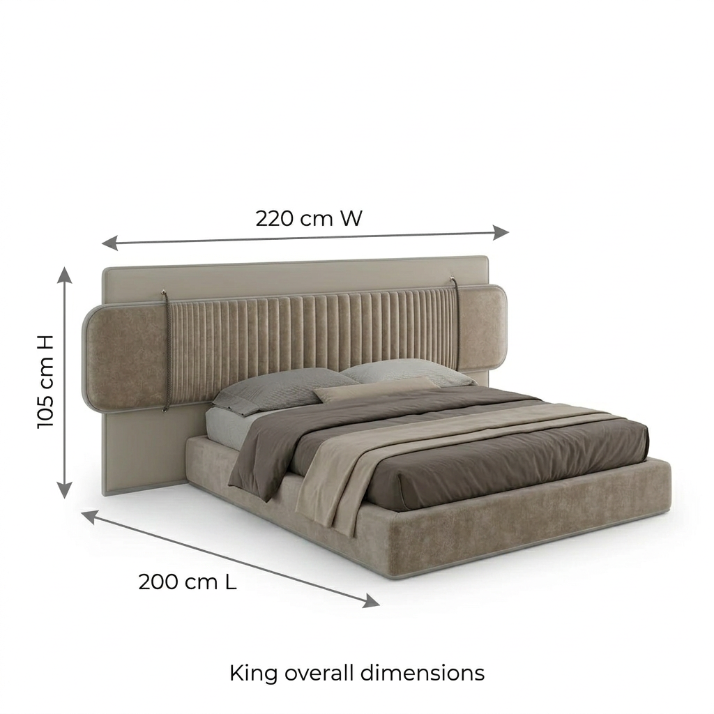 Tavia King overall dimensions 220 W by 200 L by 105 H cm
