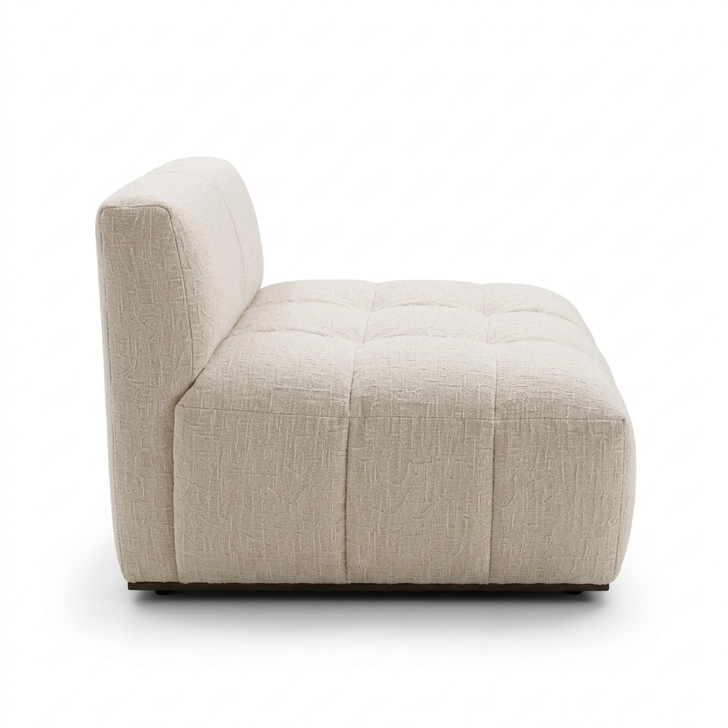 Avero ivory bouclé modular chair left side