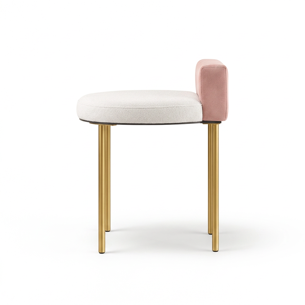 Liora pink and white round accent chair right side