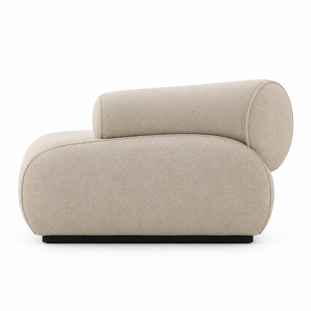 Arcadia Sculptural Lounge Chair back view in ivory on white