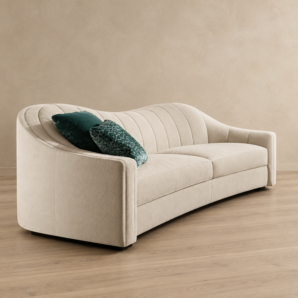 Veyra wave-back sofa angled view