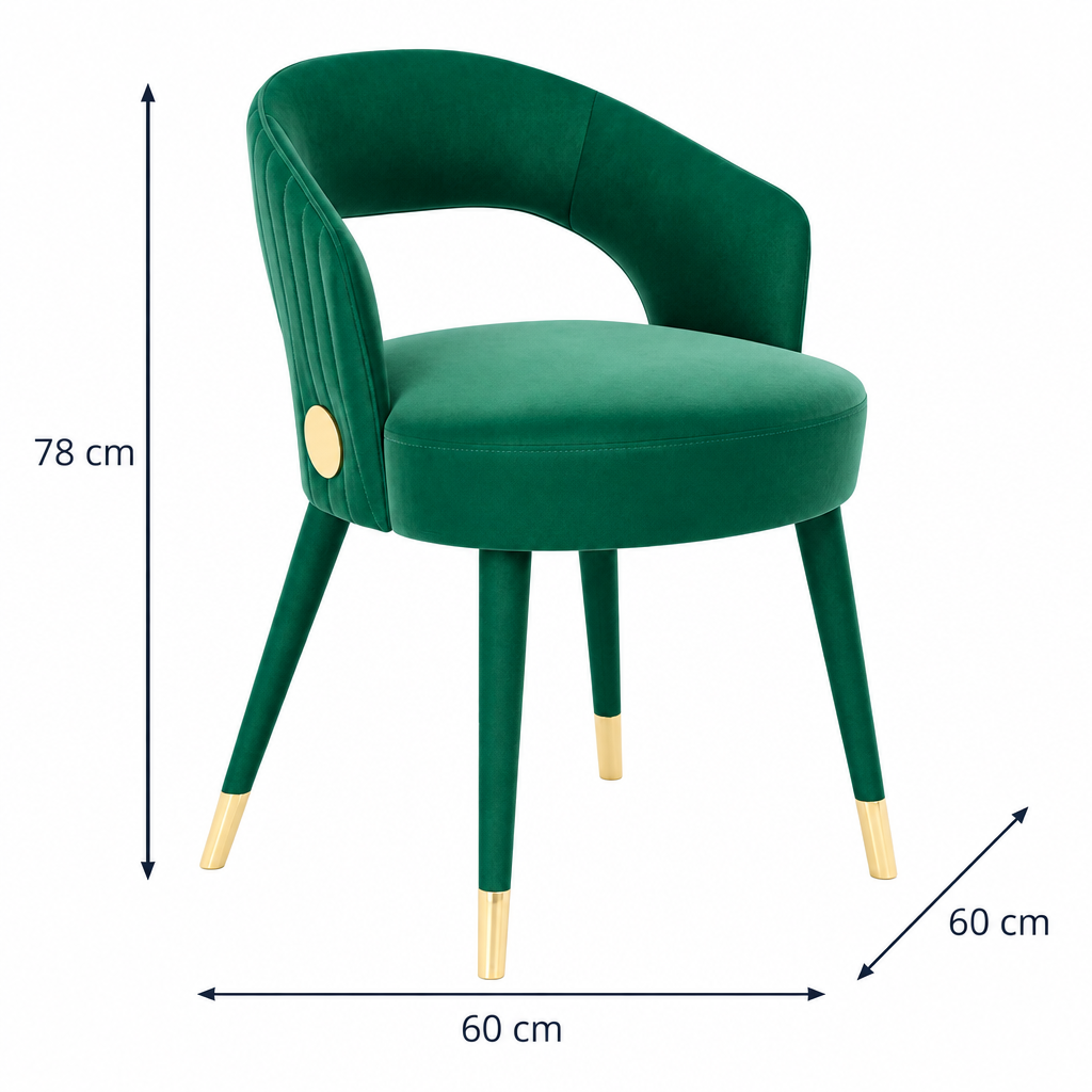 Esme dining armchair dimension arrows: width 60 cm, depth 60 cm, height 78 cm