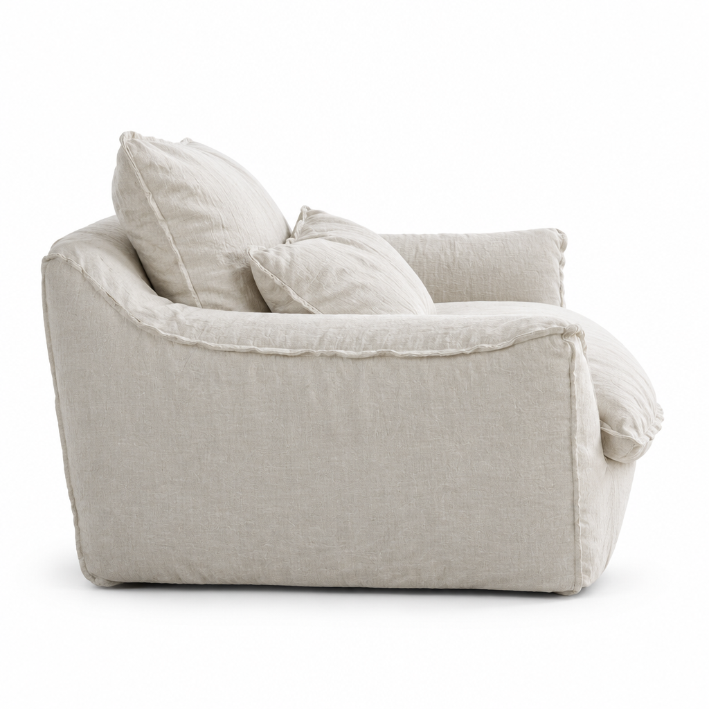 Sorrento Washed Linen Arm Chair side profile on white background
