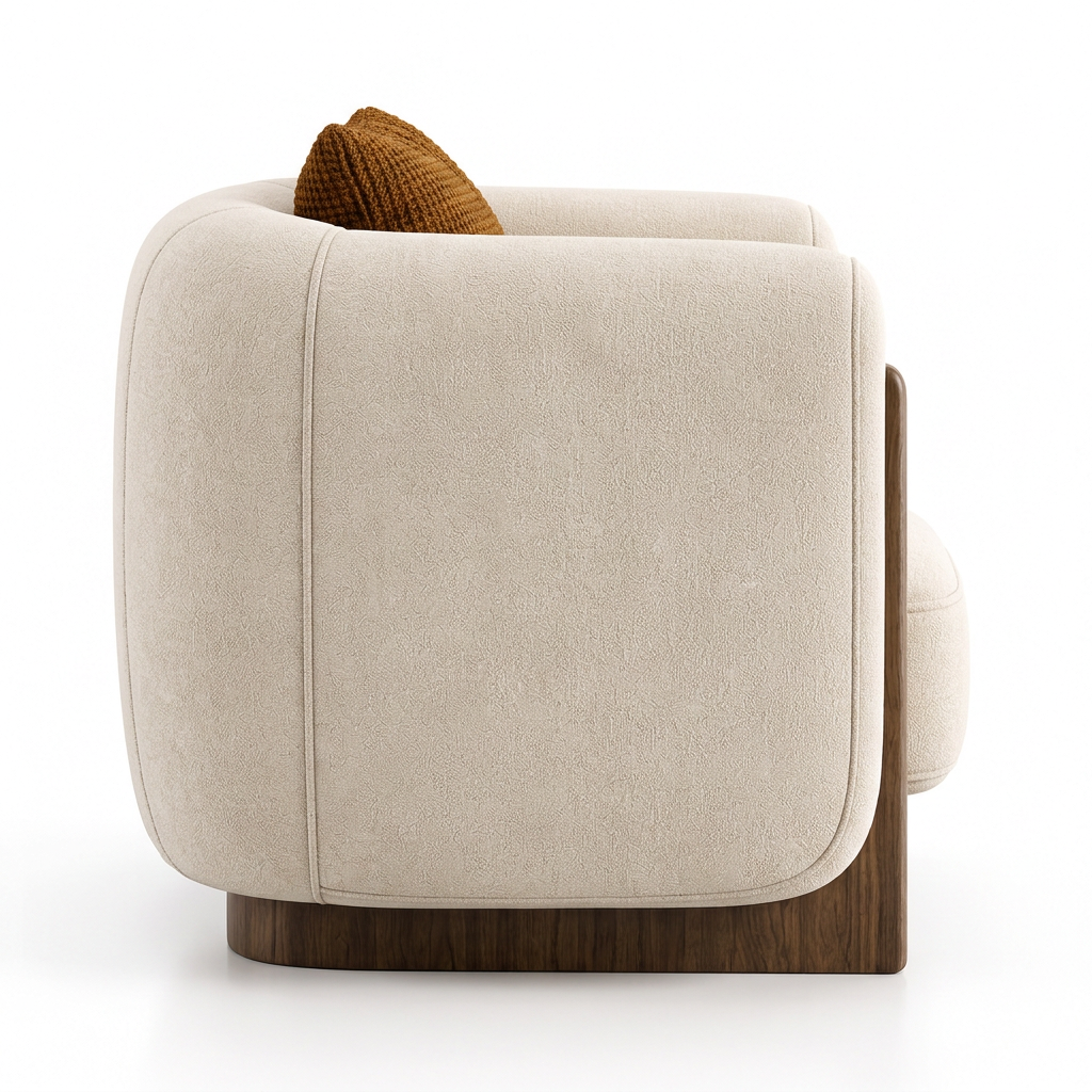 Orson warm ivory armchair left side view
