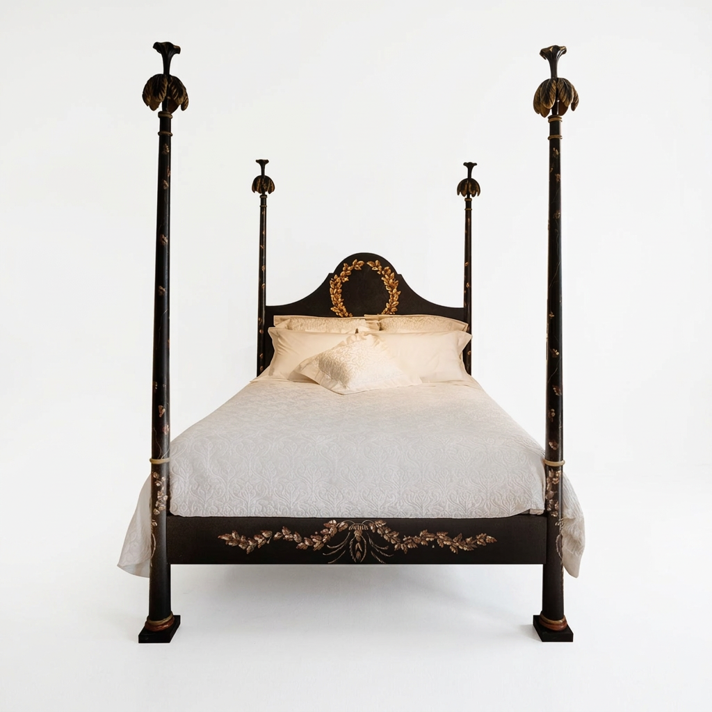 Aurel bed front view on white background