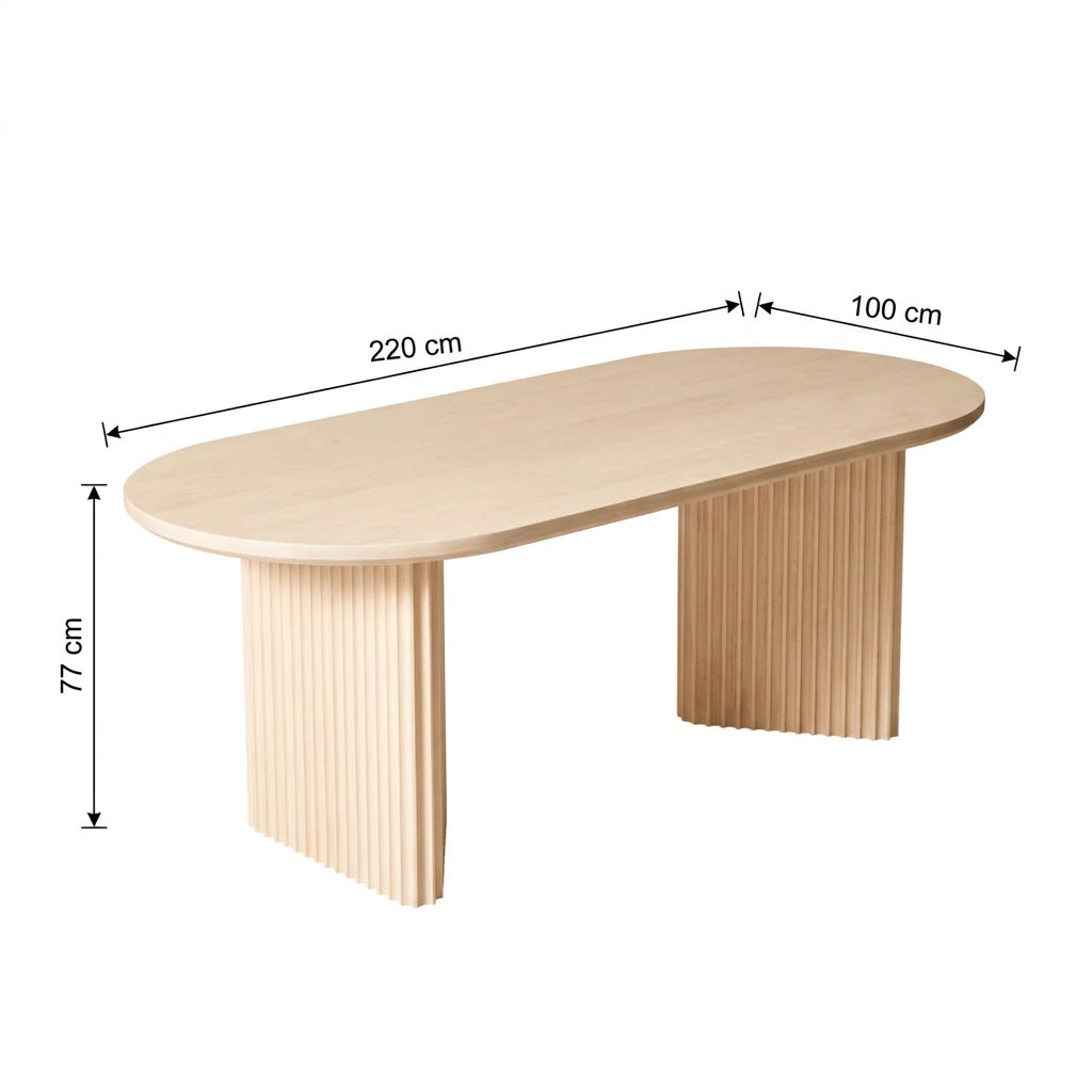 Avelin dining table dimensions: 220 cm width, 100 cm depth and 77 cm height