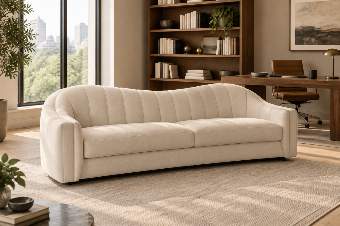 Veyra white sofa in a modern home office