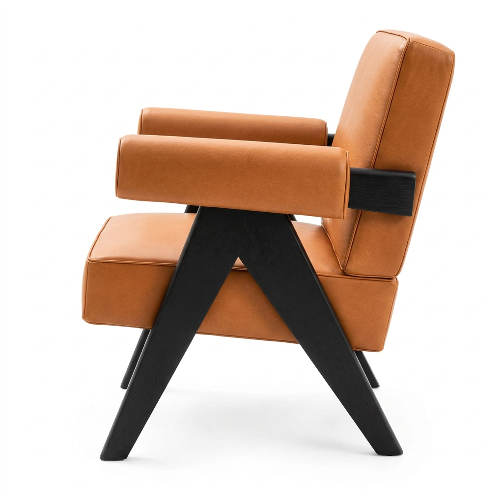 Ronan leather armchair right side on white