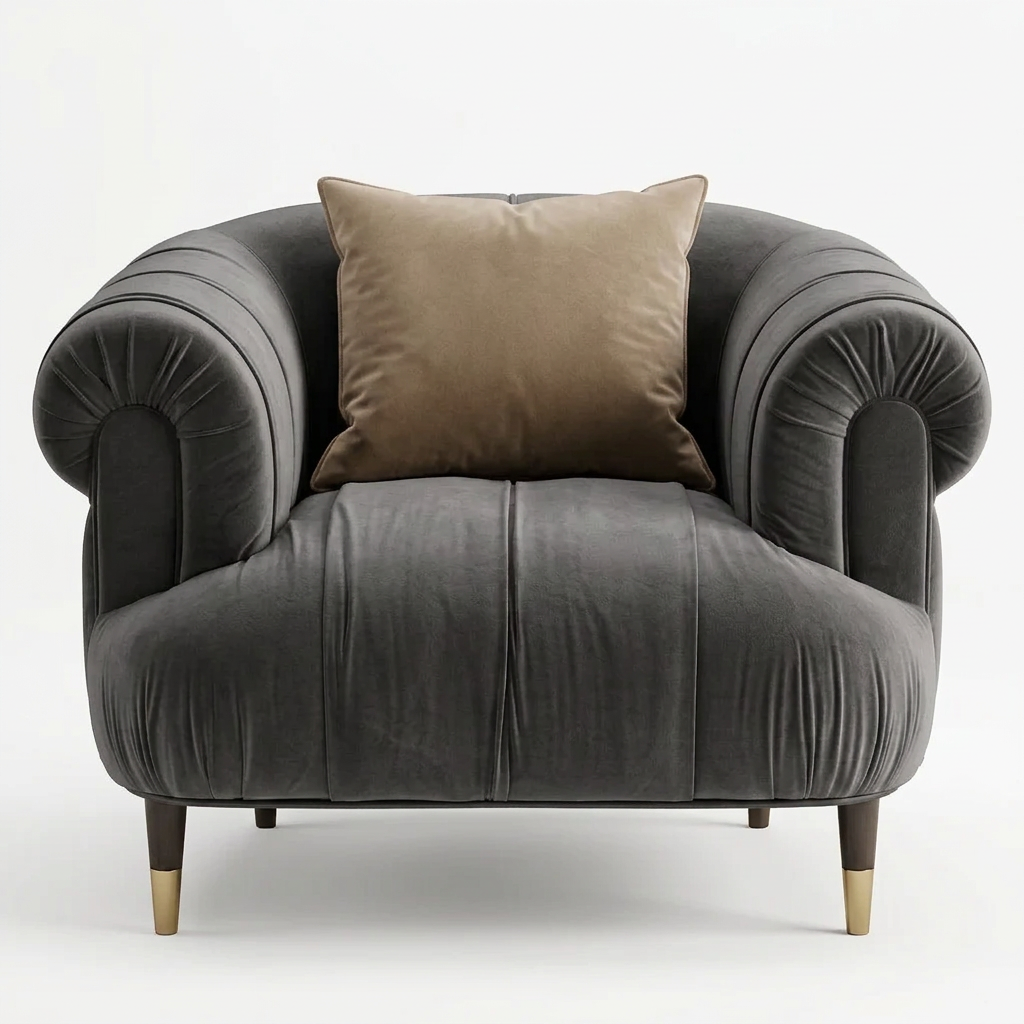 Roswick dark grey armchair, AI colour visualisation