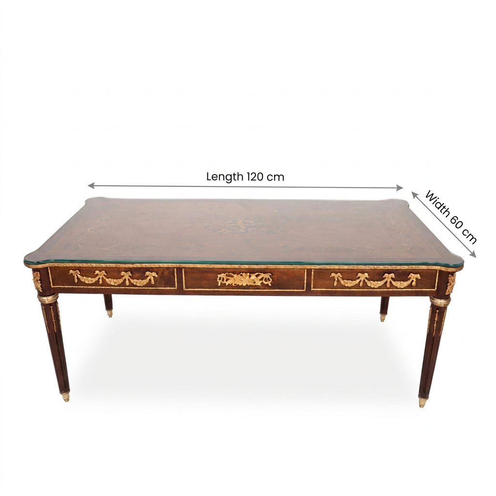 Coffee table dimensions: length 120 cm and width 60 cm