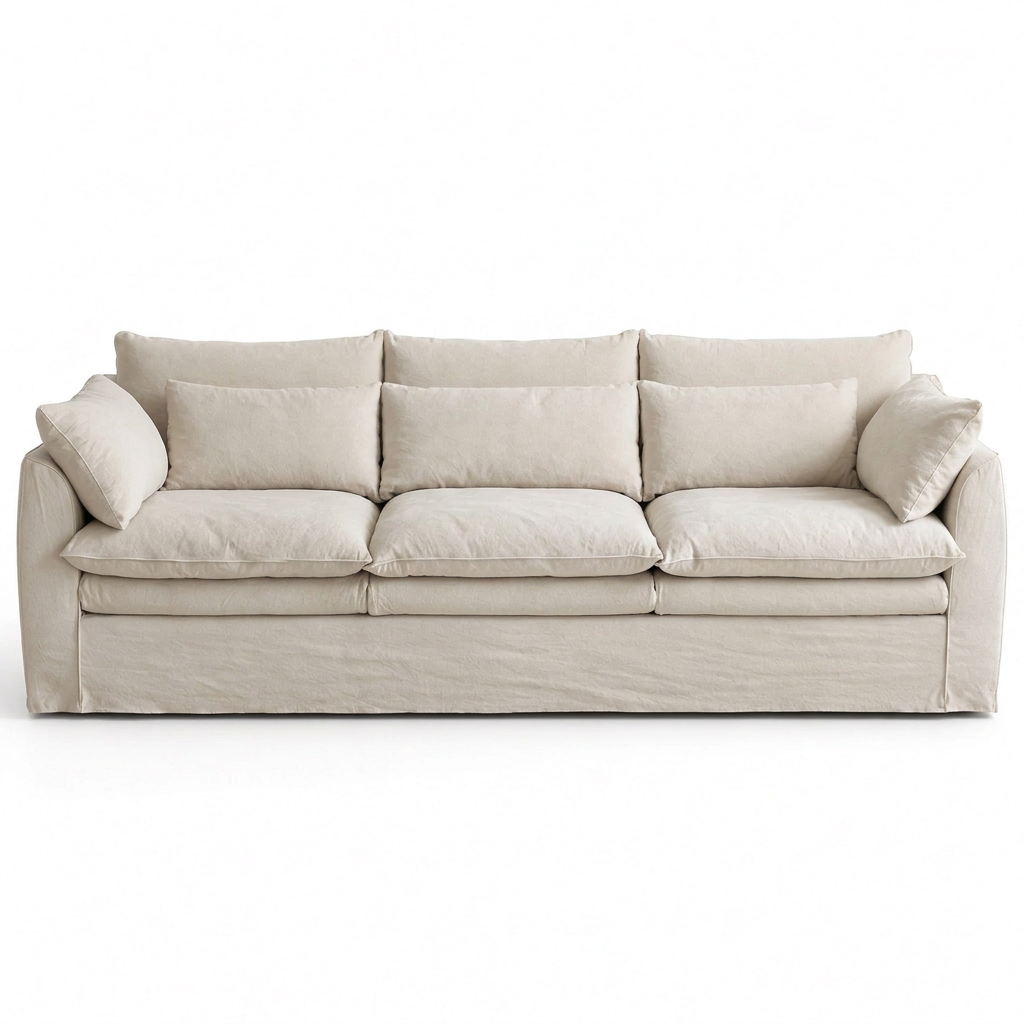 Celeste three-seater skirted sofa front view