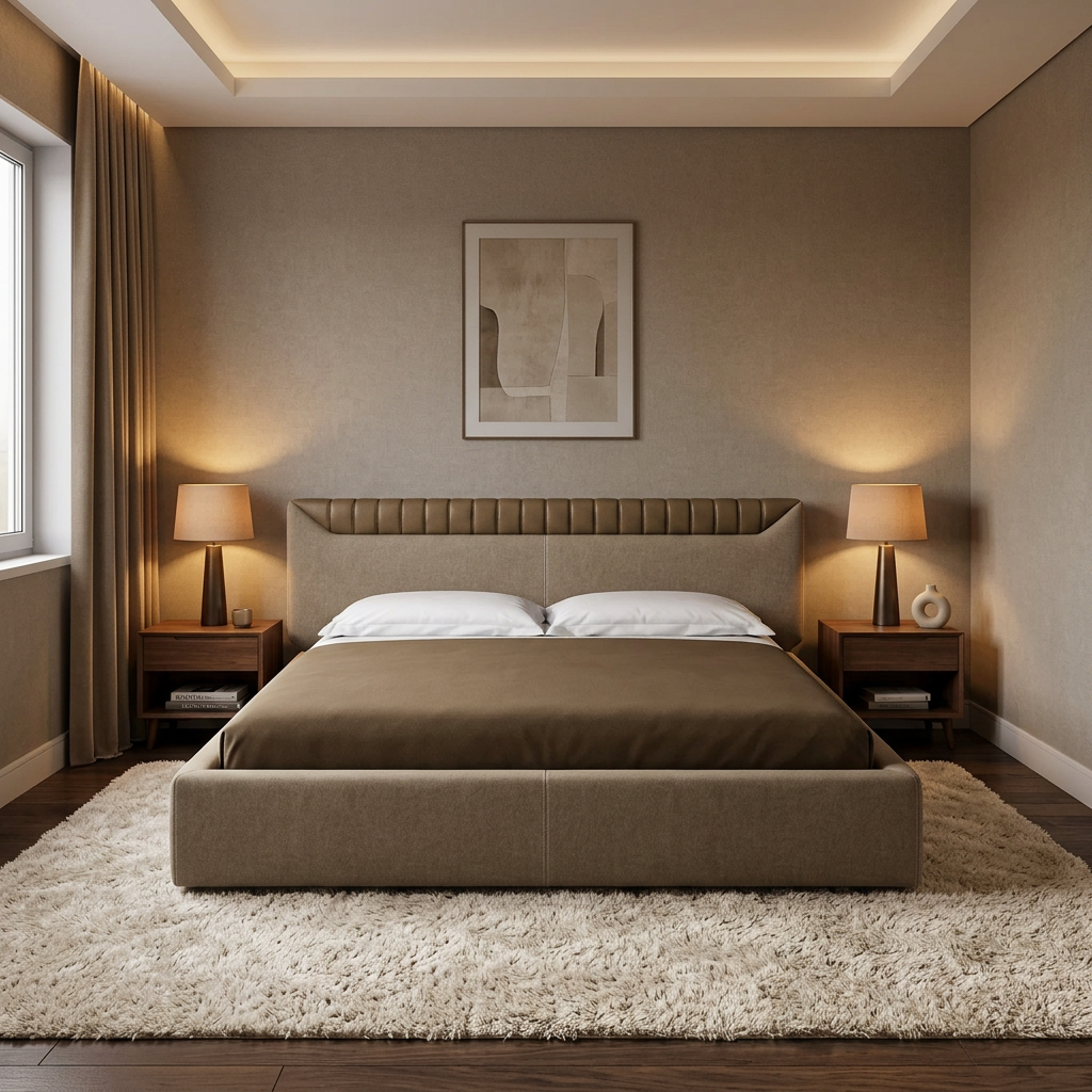 Libra Bed - Two-Tone Leather Bed