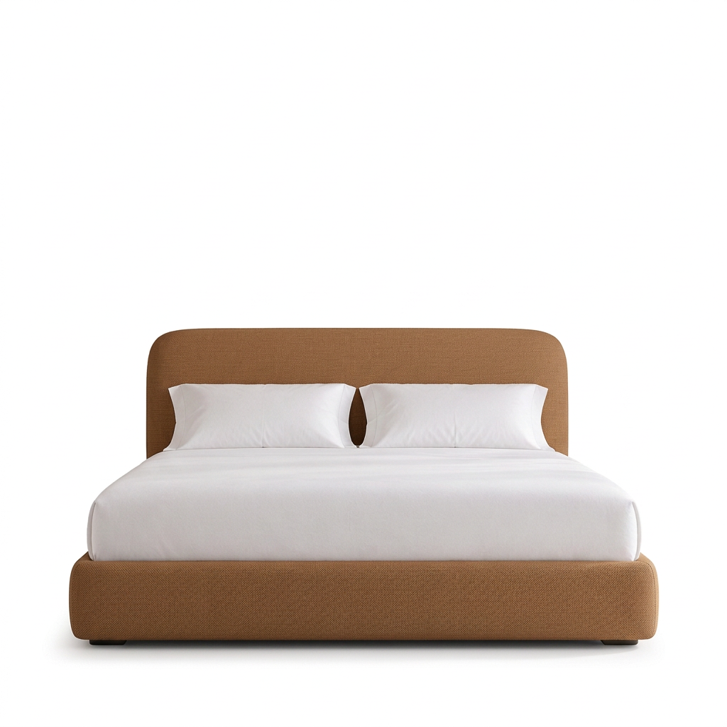 Luma upholstered bed in brown fabric