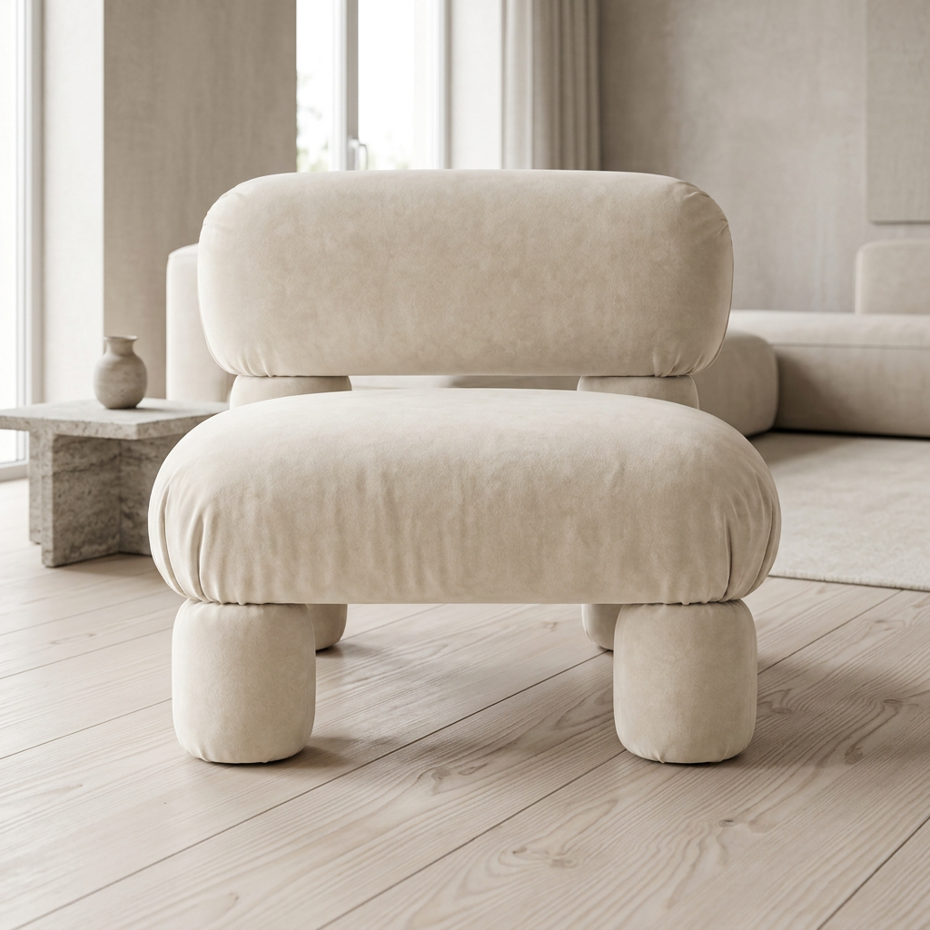 Tavio ivory sculptural lounge chair in contemporary room