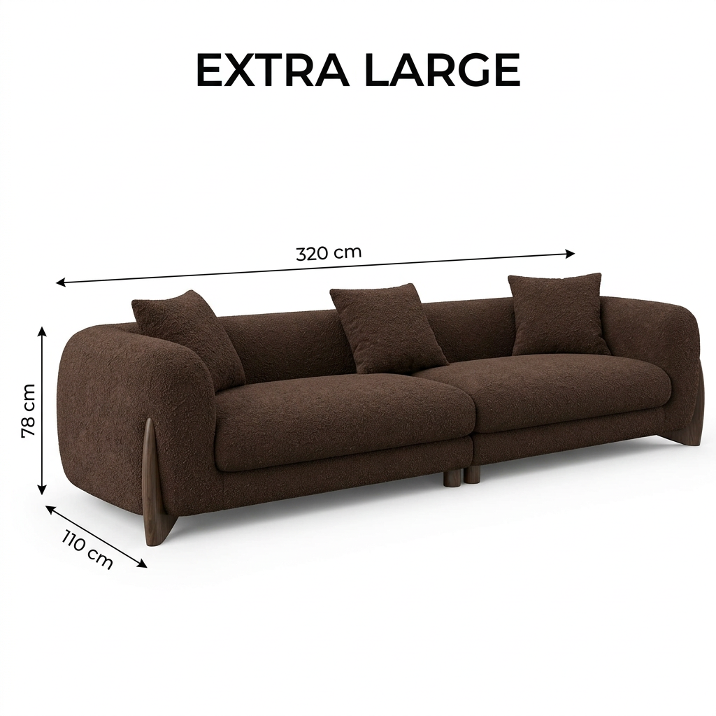 Oria brown extra-large dimensions 320 by 110 by 78 cm