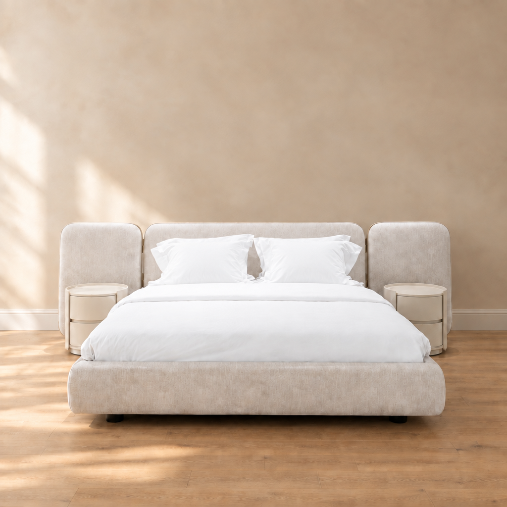 Marlow bed with a warm beige background