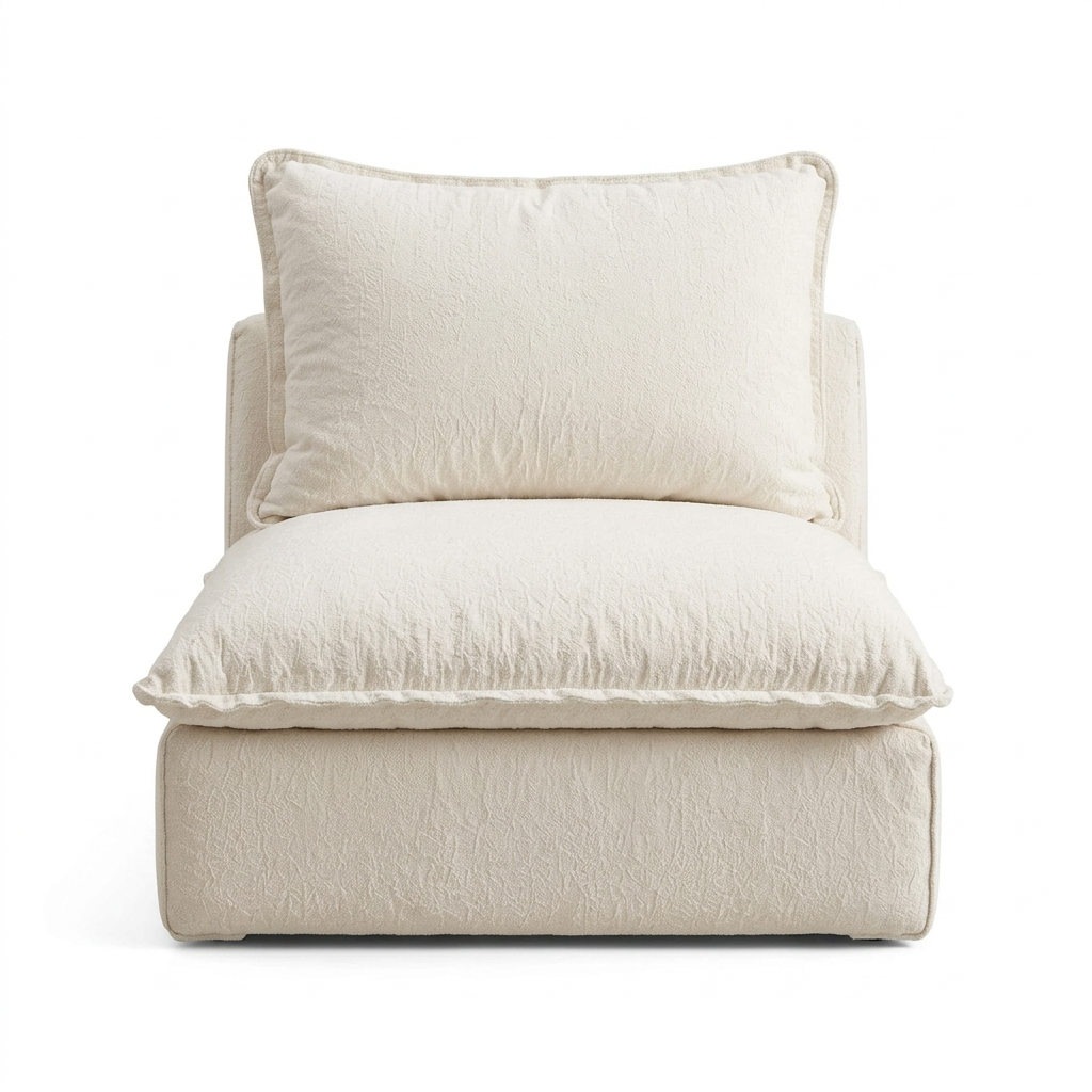 Selven ivory armless boucle lounge chair front view